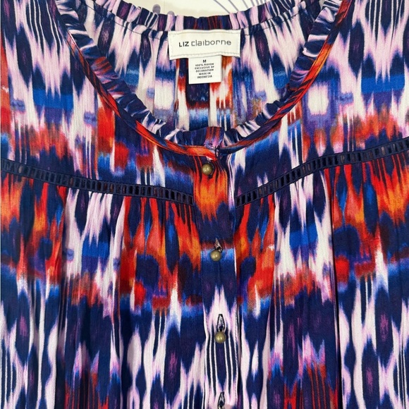 Liz Claiborne Purple and red and orange Aztec print midi dress size medium with - Picture 3 of 5